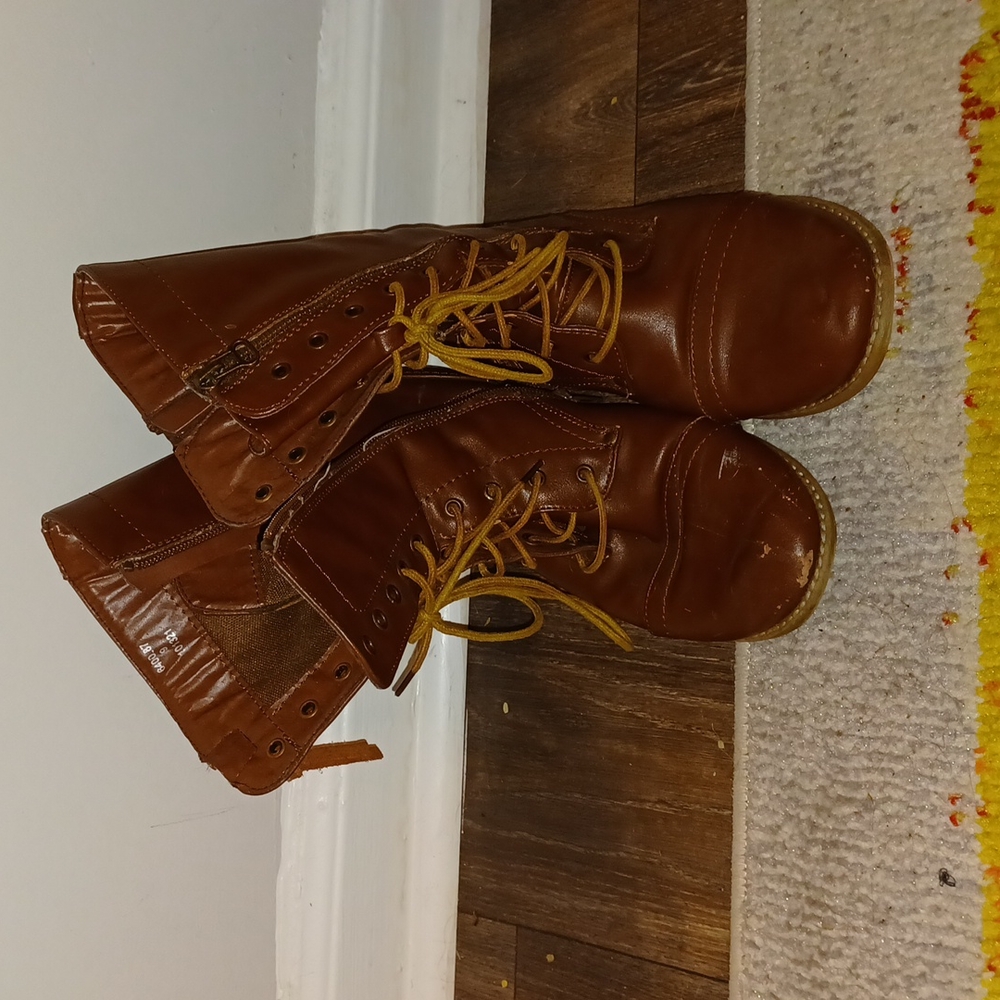 Worn brown combat boots size 9